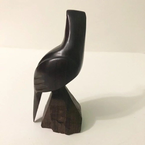 Vintage Hand Carved  Eagle Bird Hawk Wooden Statue 5.5 Inch Tall - Picture 3 of 14